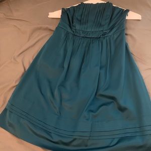 Teal Satinee Strapless Dress